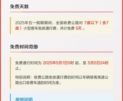 五一收费公路免费,五一收费公路免费时间确定