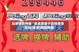 玩家辅助神器“皮皮跑胡子赢钱规律”开挂(透视)辅助神器