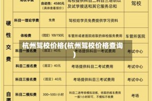 杭州驾校价格(杭州驾校价格查询)