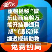 重磅揭秘“微乐山西麻将万能开挂器通用版”(透视)详细透视辅助教程-第1张图片