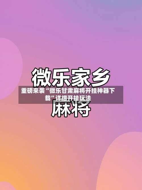 重磅来袭“微乐甘肃麻将开挂神器下载	”详细开挂玩法-第2张图片