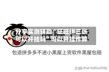 分享实测辅助“旺旺拼三张可以开挂吗	”可以开挂作弊-第2张图片