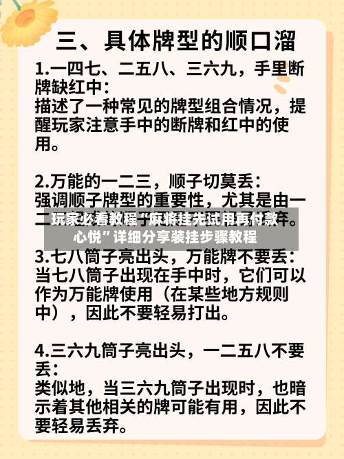 玩家必看教程“麻将挂先试用再付款心悦	”详细分享装挂步骤教程-第1张图片