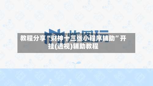 教程分享“财神十三张小程序辅助”开挂(透视)辅助教程-第1张图片