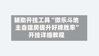 辅助开挂工具“微乐斗地主自建房提升好牌胜率”开挂详细教程-第2张图片