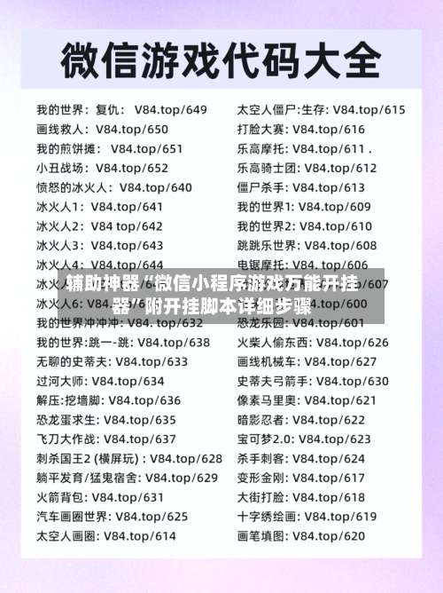 辅助神器“微信小程序游戏万能开挂器		”附开挂脚本详细步骤-第2张图片